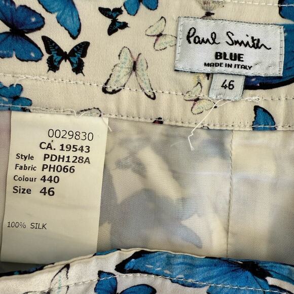 Paul Smith Blue Novelty Print Butterfly 100% Silk Pencil Midi Skirt US 10/UK14 - Picture 8 of 8
